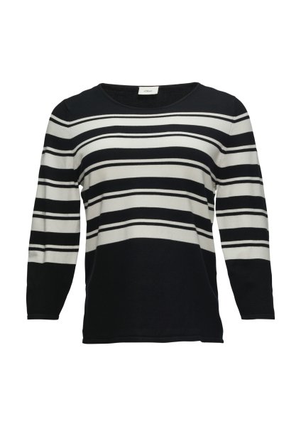 S.OLIVER BLACK LABEL Gestreifter Strickpullover aus Viskosemix 10761085