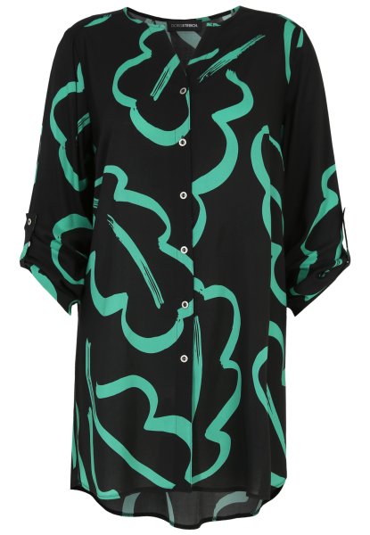 DORIS STREICH Long-Bluse mit grafischem Blätter-Print 10778499