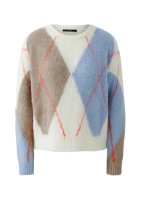 Vorschau: Oui Kuschelpullover mit großem Argyle Design vorne und am Ärmel 10844841
