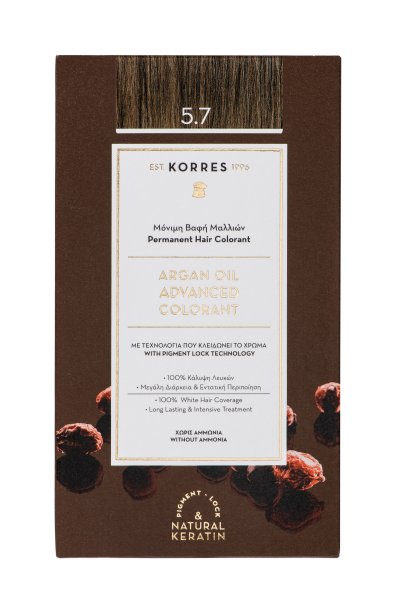 KORRES ARGAN OIL Hochentwickelte Haarcoloration Chocolate / Schokobraun Hell 5.7