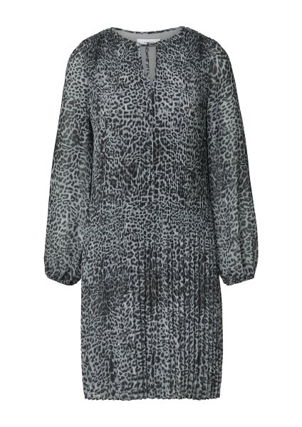COMMA Plissiertes Chiffonkleid mit Animalprint 10811262