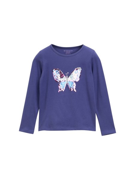 TOM TAILOR DENIM Langarmshirt mit Wendepailletten 10821602