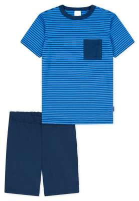Schiesser Long Life Soft Schlafanzug Kurz Set di Pigiama, Nero, XS Uomo