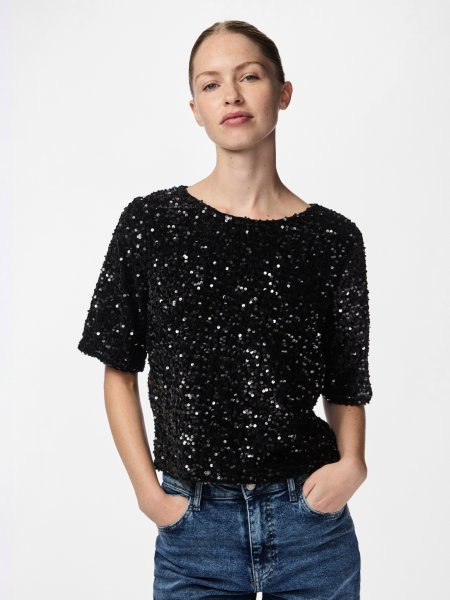 PIECES PCKAM Pailletten T-Shirt 10762690