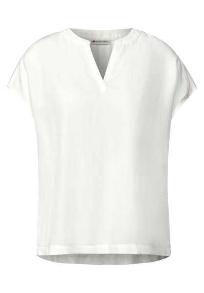 STREET ONE Split Neck Bluse in Unifarbe 10807680