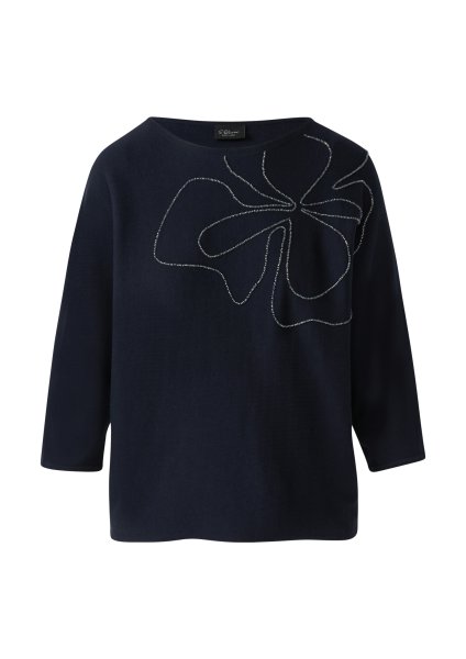 S.OLIVER BLACK LABEL Strickpullover mit Fledermausärmeln und Schmuckperlen 10811359