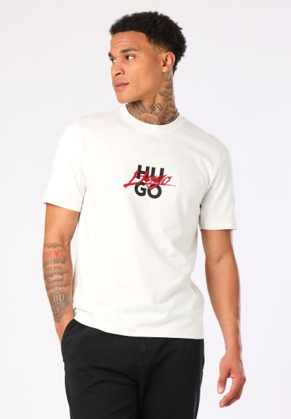 HUGO RED Relaxed-Fit T-Shirt aus Baumwoll-Jersey mit Doppel-Logo 10755326