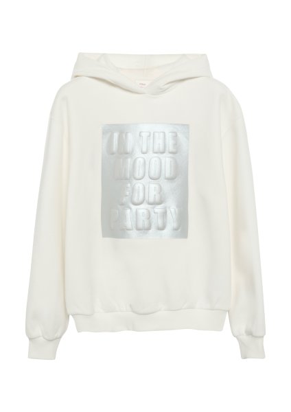 S.OLIVER Kapuzen-Sweatshirt mit Metallic-Print inside brushed 10776522