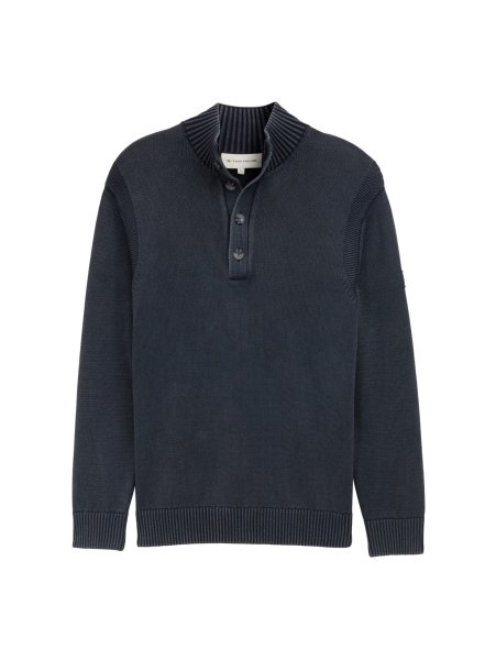 TOM TAILOR Troyer Strickpullover im Washed-Look aus Baumwolle 10825342