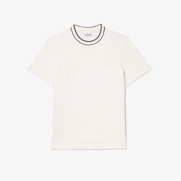 LACOSTE T-Shirt aus Stretch-Piqué mit gestreiftem Kragen 10780343