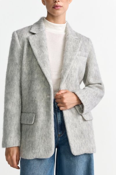 RICH & ROYAL Long Hair Wool Blazer Single Breasted 10833484