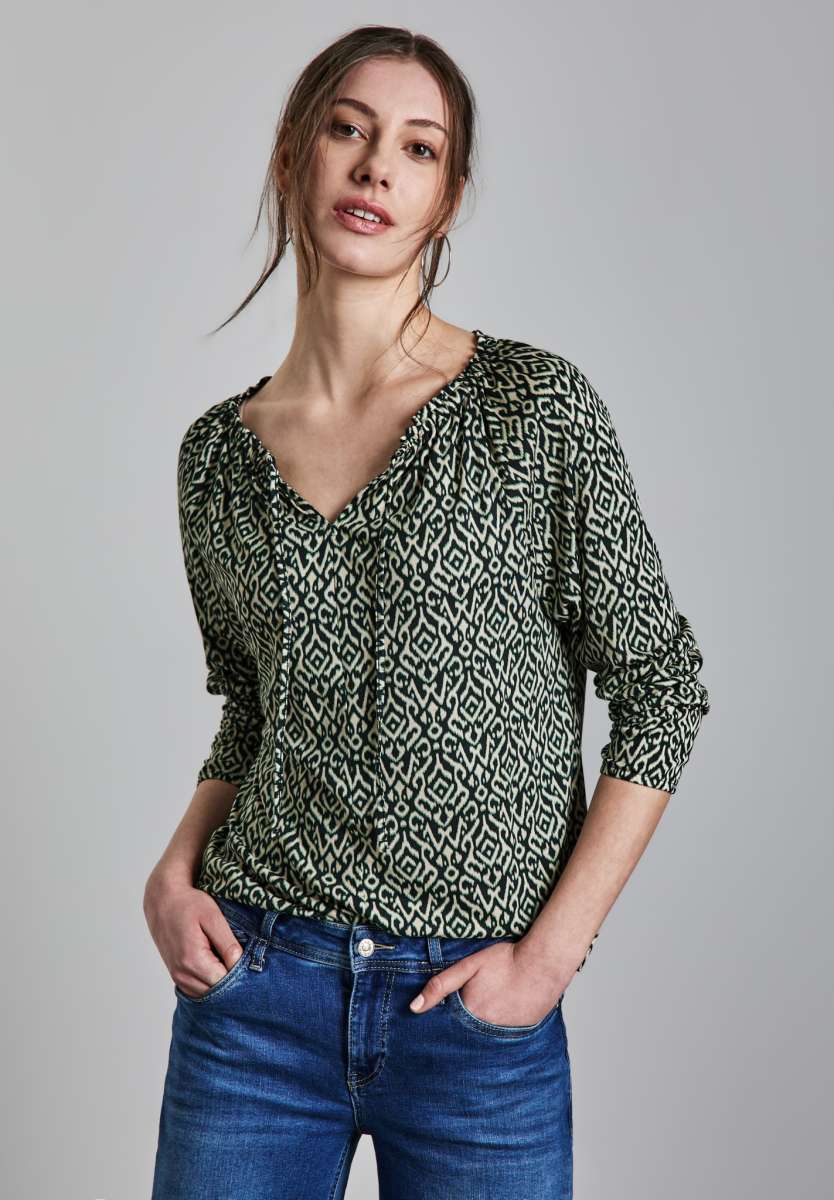 Street One Maglietta Raglan Stampata Donna - Tunica Con Scollo A Barchetta, Maniche Lunghe, Morbido Misto Cotone Modal - 2