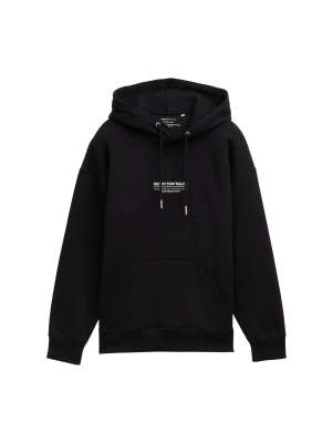 TOM TAILOR Denim Herren Sweatshirt - Oversized Fit Mit Kapuze, Reflektor-Print