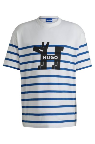 HUGO BLUE Loose-Fit T-Shirt aus Baumwoll-Jersey mit Hunde-Logo 10768970