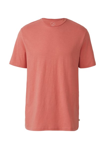 QS Baumwollshirt mit Rollkante und Flammgarnstruktur 10803532