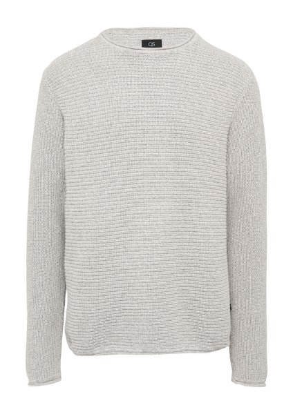 QS Melierter Strickpullover mit Rippstruktur 10776508