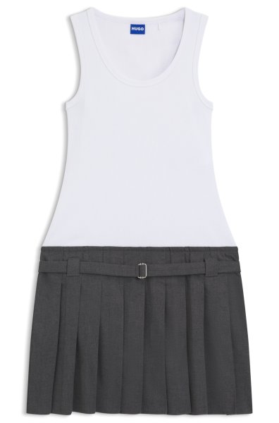 HUGO BLUE Geripptes Tank-Kleid mit Plissee-Rock 10797963