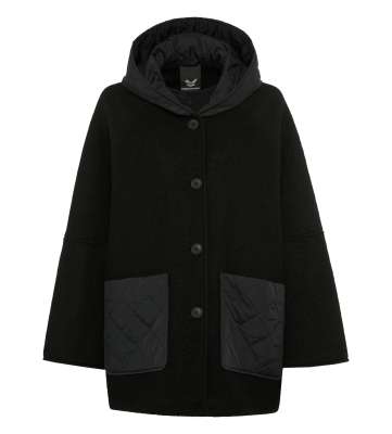 S.Oliver BLACK LABEL Cape-Jacke - Wattierte Jacke Mit Leo-Print & Raglanärmeln