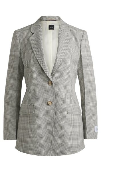 BOSS Regular-Fit Blazer aus kariertem Schurwoll-Krepp 10749983