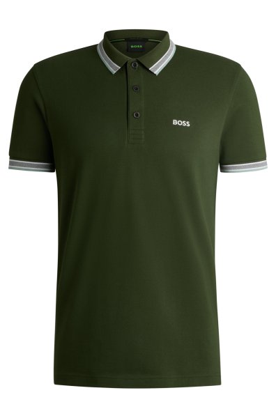 BOSS GREEN POLOSHIRT AUS BIO-BAUMWOLLE MIT KONTRASTFARBENEN LOGO-DETAILS 10645698