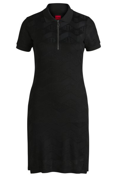 HUGO RED Kleid aus Jacquard-Strick mit Logo-Reißverschlussleiste 10781584