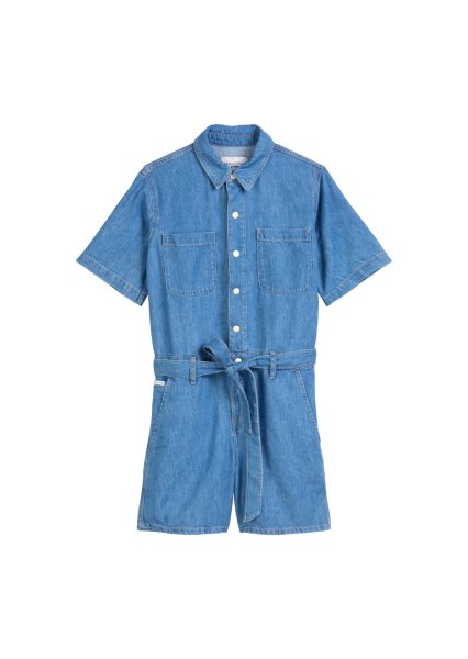 MARC O´POLO DENIM Kurzer Jeans-Overall mit recyceltem Leinen-Garn 10801668