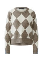Vorschau: Oui Intarsierter Pullover mit Rautenmuster und kontrastfarbenem Streifen 10844842