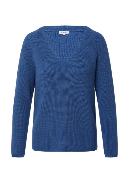 S.OLIVER Strickpullover aus Baumwollmix mit V-Ausschnitt 10811387