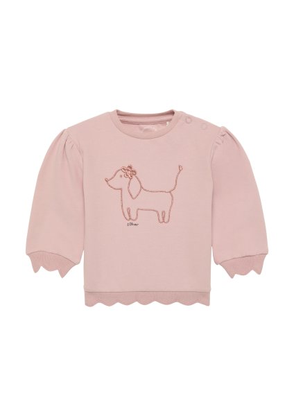 S.OLIVER Sweatshirt mit Wellensaum und Glitzer-Stickerei 10764800