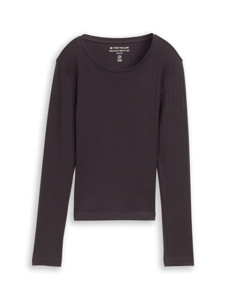 TOM TAILOR DENIM Geripptes Langarmshirt 10825378