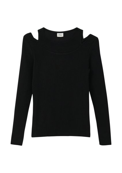 S.OLIVER Geripptes Longsleeve im 2-in-1-Look 10811088
