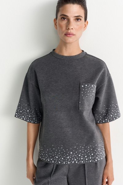 RICH & ROYAL Scuba T-Shirt with Strass Appliaction 10833469