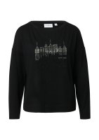 Vorschau: COMMA Langarmshirt mit Frontprint und Strassdetails 10820914