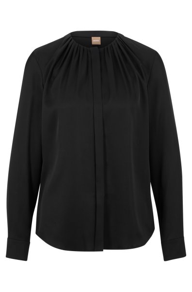 BOSS Bluse aus Elastischem Crêpe De Chine mit gerafftem Ausschnitt 10681026