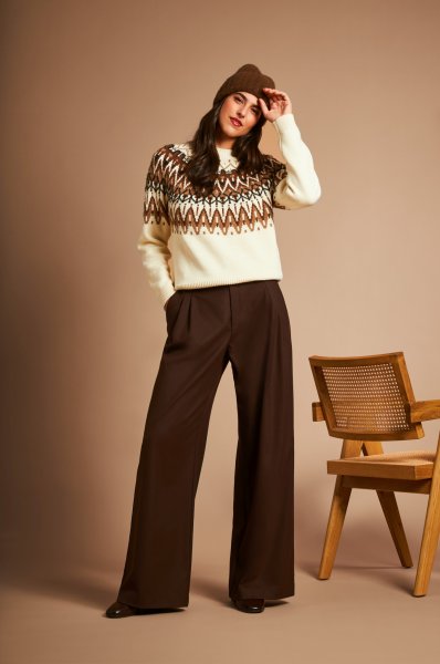 S.OLIVER Flanell-Hose mit Bundfalten und weitem Bein 10814702