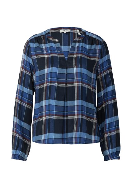S.OLIVER Karo-Bluse mit Faltendetail und elastischen Ärmelbündchen 10814714