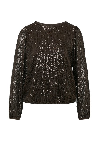 COMMA Langärmelige Bluse mit Paillettenbesatz 10823258