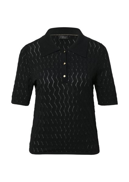 S.OLIVER BLACK LABEL Kurzärmeliges Poloshirt aus Ajourstrick 10801773