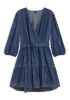 Vorschau: Boss Orange Wickelkleid in Denim-Optik mit Ballonärmeln 10824042