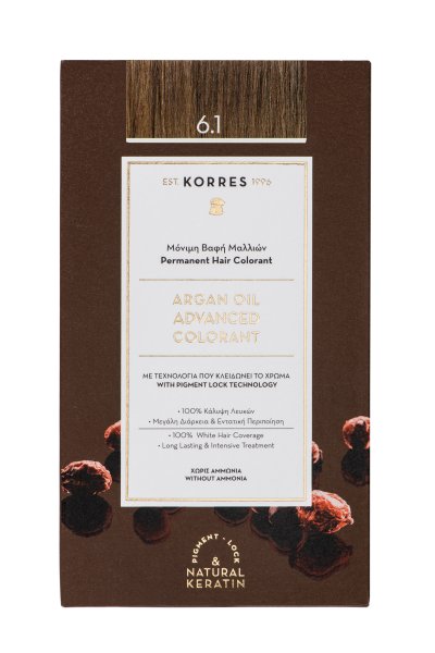 KORRES ARGAN OIL Hochentwickelte Haarcoloration Ash Dark Blonde / Dunkelblond Ash 6.1