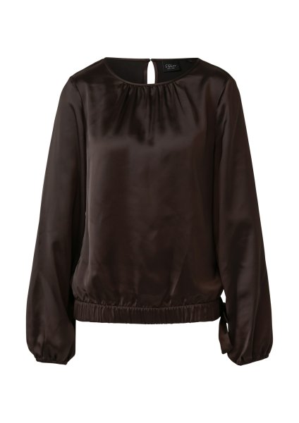 S.OLIVER BLACK LABEL Satin-Shirt mit Binde-Detail am Saum 10814508