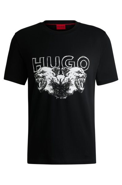 HUGO RED T-Shirt aus Baumwoll-Jersey mit Logo- und Animal-Grafik 10781248