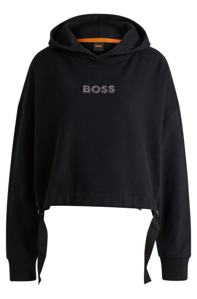 BOSS ORANGE Hoodie aus Baumwoll-Terry mit kristallbesetztem Logo 10755987