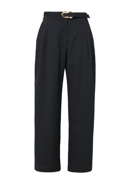 S.OLIVER BLACK LABEL Fein gestreifte Wide-Leg-Hose mit Textilgürtel 10801774