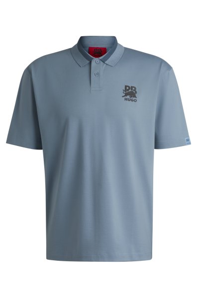 HUGO RED HUGO x RB Poloshirt aus Stretch-Baumwolle mit Carbon-Stealth-Logo 10782471