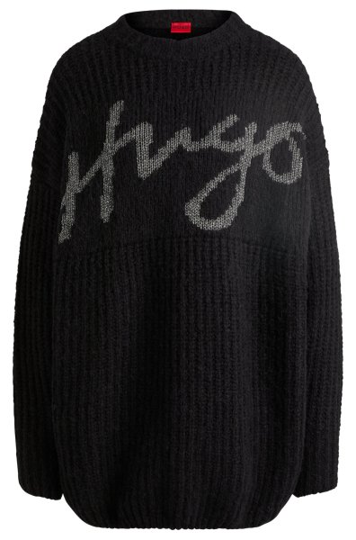 HUGO RED Oversized Pullover mit funkelndem handgeschriebenem Logo 10755406