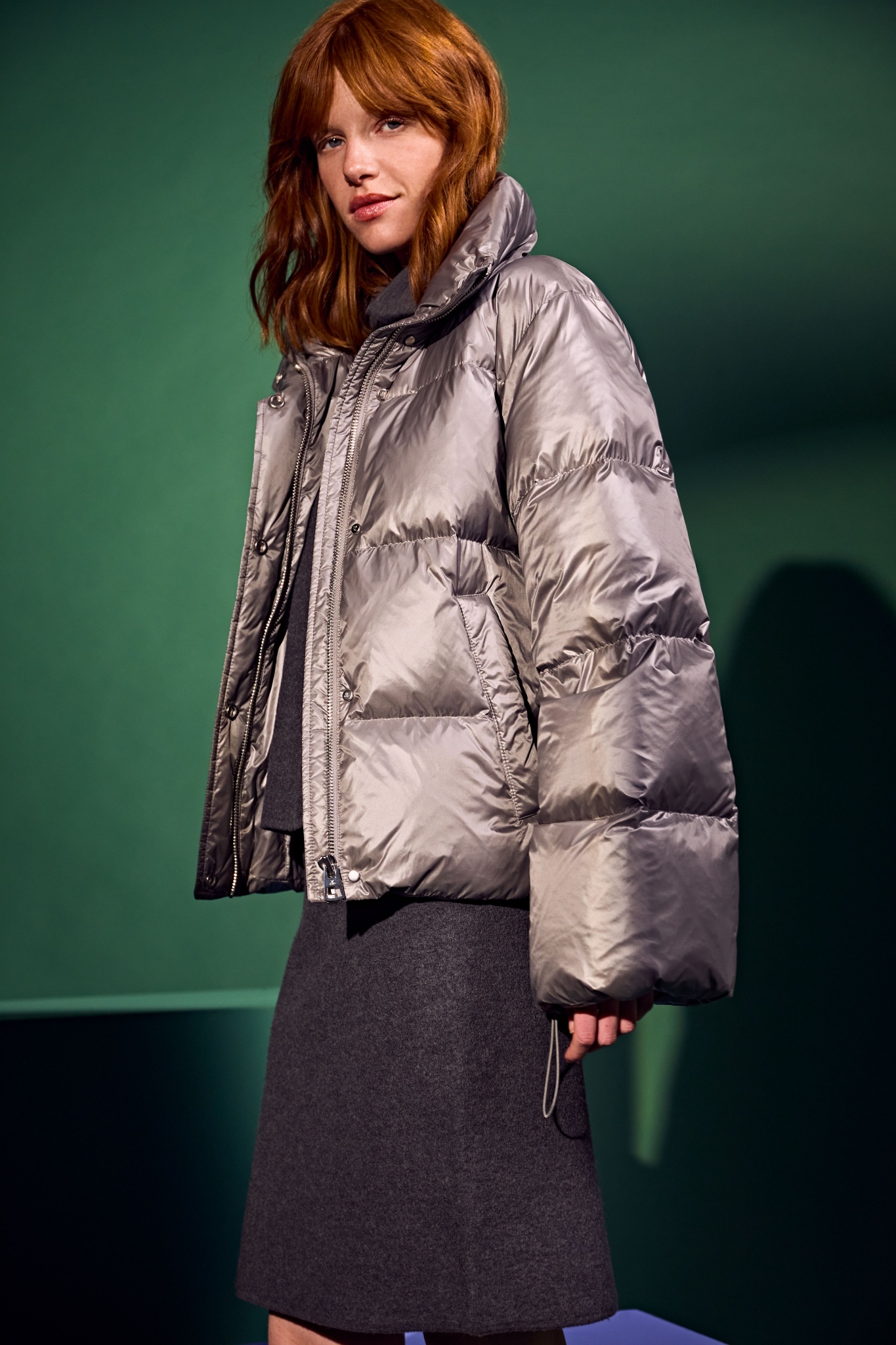 Puffer Coat Marco Polo Mantel Beige Wolle Beige Marco Polo