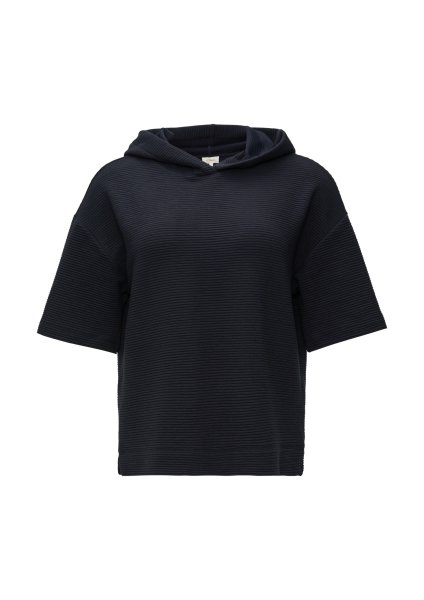 S.OLIVER Kurzarm-Sweatshirt mit Strukturmuster 10761478