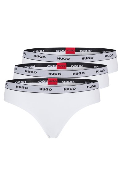 HUGO RED DREIER-PACK TANGAS AUS STRETCH-BAUMWOLLE MIT LOGO AM BUND TRIPLET THONG STRIPE 10682304