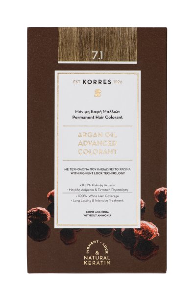 KORRES ARGAN OIL Hochentwickelte Haarcoloration Ash Blonde / Aschblond 7.1